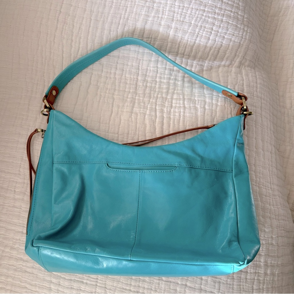 HOBO Leather Shoulder Bag Aqua Blue
